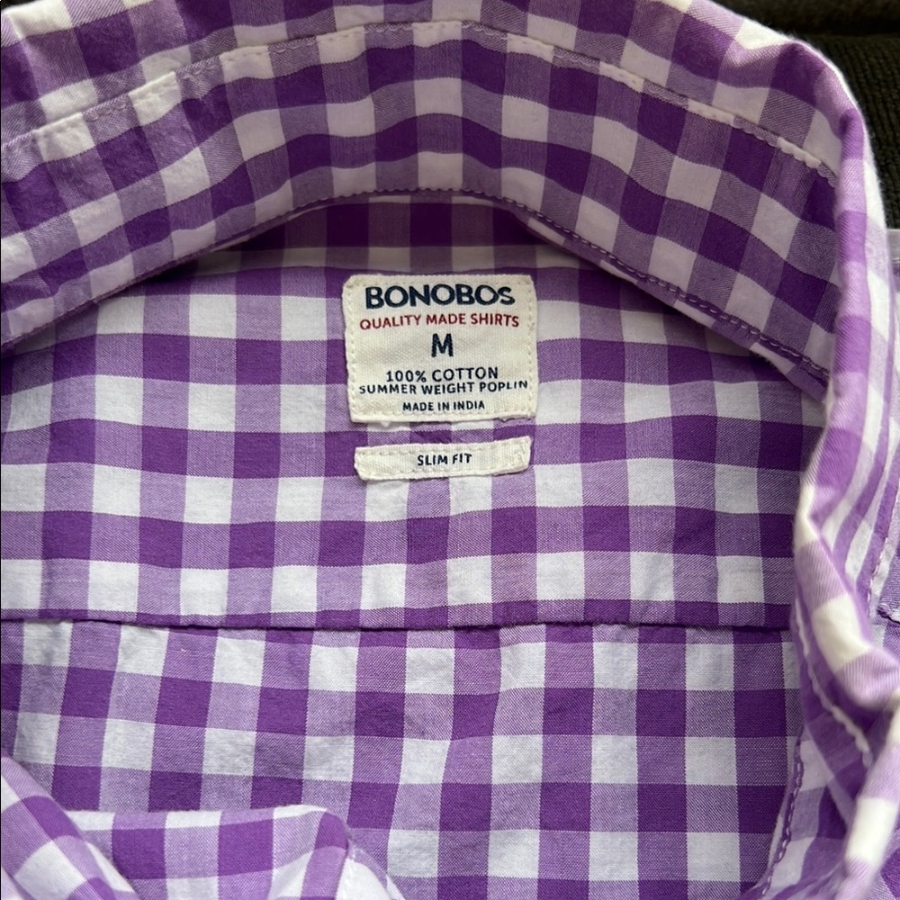 Bonobos Purple Gingham Casual Button Down Shirt - Picture 3 of 7